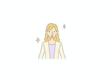 笑顔の外国人キャリアウーマン 喜び,微笑み,幸せ,親しみ,満足,笑い,ポジティブ,楽しい,笑顔,カラーのイラスト素材