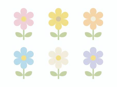 シンプル可愛いパステルカラーの花のセット シンプル可愛いパステルカラーの花のセット 花,セット,シンプルのイラスト素材