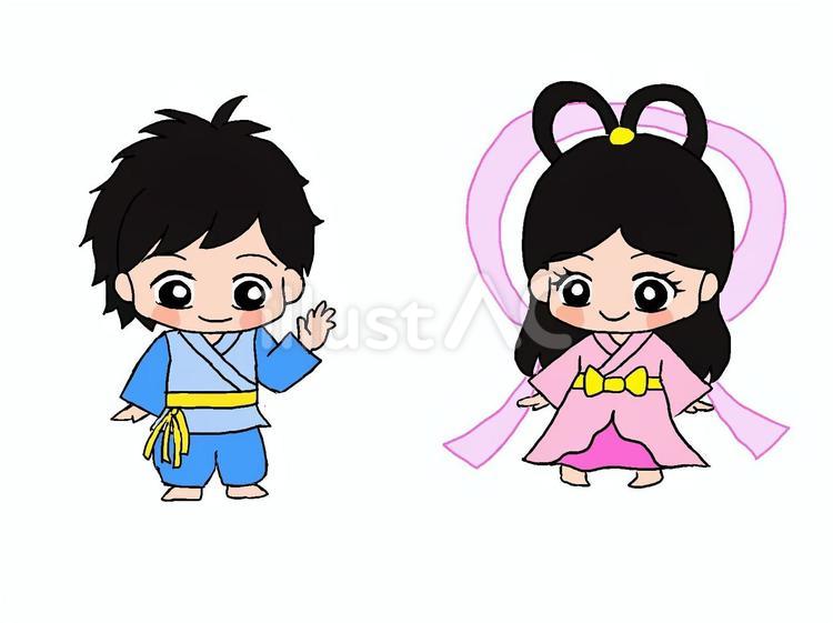 織姫と彦星１ 織姫,彦星,七夕のイラスト素材