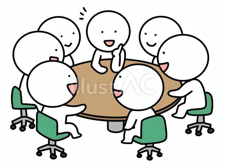 円卓会議で盛り上がる棒人間 円卓,会議,盛り上がるのイラスト素材
