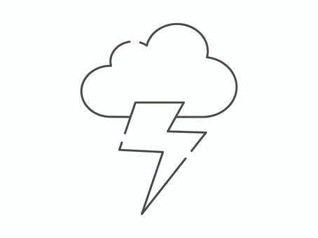 シンプルな雷のお天気イラスト シンプルな雷のお天気イラスト 天気,雷,稲妻,雲,アイコン,ベクター,モノクロ,図形,線画,天気予報のイラスト素材