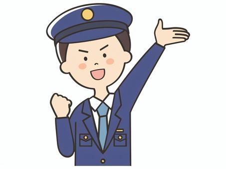 元気いっぱいな男性警察官 やる気,頑張る,警察官,元気,向上心,ファイト,努力,挑戦,呼ぶ,声かけのイラスト素材