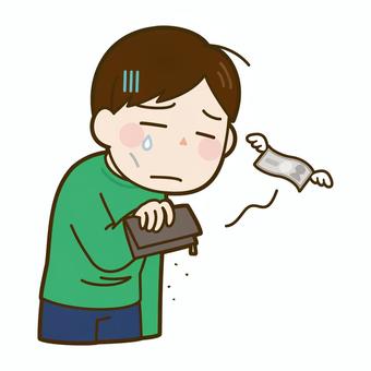 財布が空っぽの男性 財布,空っぽ,男性,お金,金欠,出費,無駄遣い,すっからかん,散財,泣くのイラスト素材