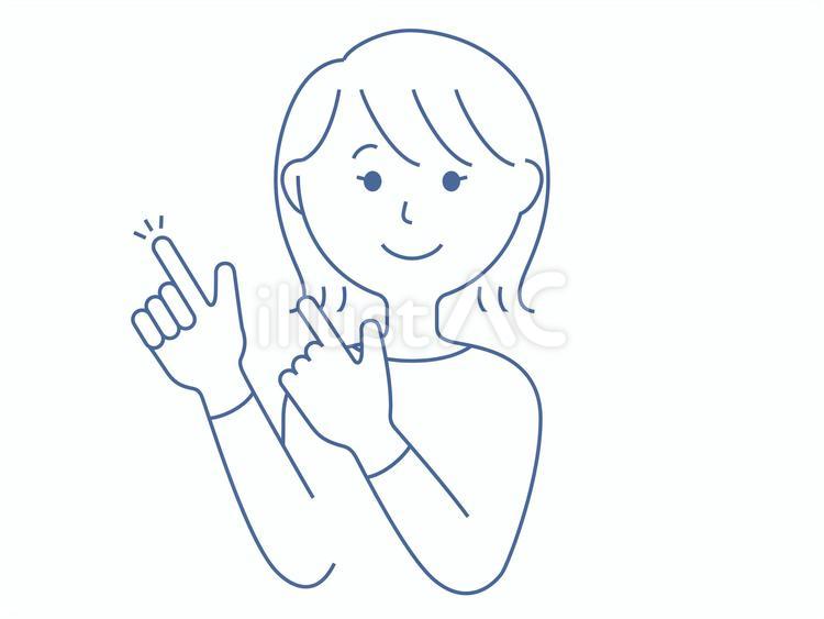 指差す女性 女性,シンプル,指さしのイラスト素材