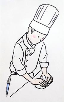 パン屋さん パン,パン屋,こねる,パン職人,パン作り,ブーランジェリー,シェフ,男性,仕事,職業のイラスト素材