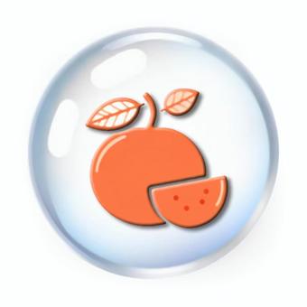 水晶風な球体にオレンジのアイコン素材画像 球体,オレンジ,みかん,柄,模様,テクスチャ,デザイン,水晶,ガラス玉,アイコンのイラスト素材