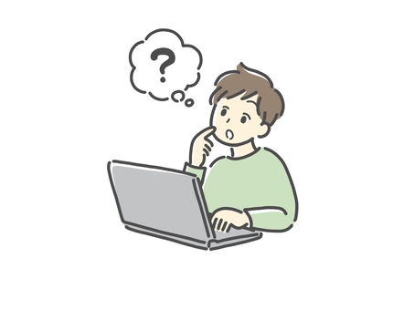 Illustration, ordinateur personnel, enquête, surfer sur le net, 
