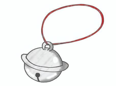 銀の鈴 鈴,音,銀,楽器,和風,シンプル,手描き,紐,シルバーのイラスト素材