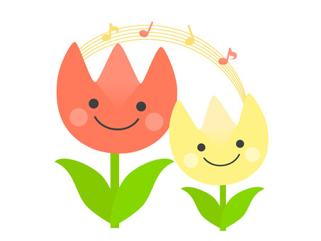 Cute illustration of tulips and musical notes, , JPG và PNG