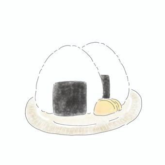 Illustration, a knot, rice ball, rice, 