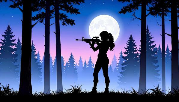 銃を構える女性