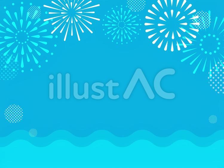 海　夏　花火　ポップ　背景　かわいい 海,花火,夏のイラスト素材