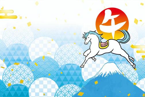 正月和風和柄年賀状 年賀状,馬,午年,和柄,和風,正月,可愛い,美しい,動物,ベクターのイラスト素材