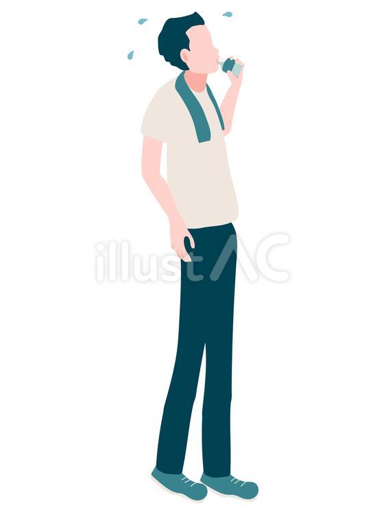 水分補給する男性 水分,補給,飲み物のイラスト素材