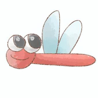 秋のトンボ トンボ,虫,生き物,デフォルメ,水彩,鉛筆のイラスト素材