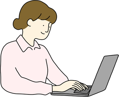 パソコン作業する女性　茶髪 パソコン,タイピング,デスクワーク,仕事,テレワーク,在宅勤務,オンライン,会社員,大人,日本人のイラスト素材