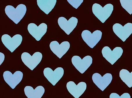 225.背景 ハート,パターン,総柄,手描き,手描き風,水彩風,かわいい,ポップ,クール,青のイラスト素材