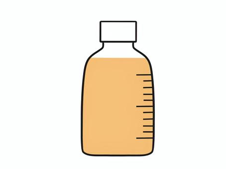 薄いオレンジのシロップ薬のイラスト 薬,シロップ,液体,ボトル,蓋,目盛のイラスト素材