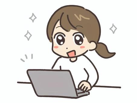 Illustration, female, computer, a smile, 