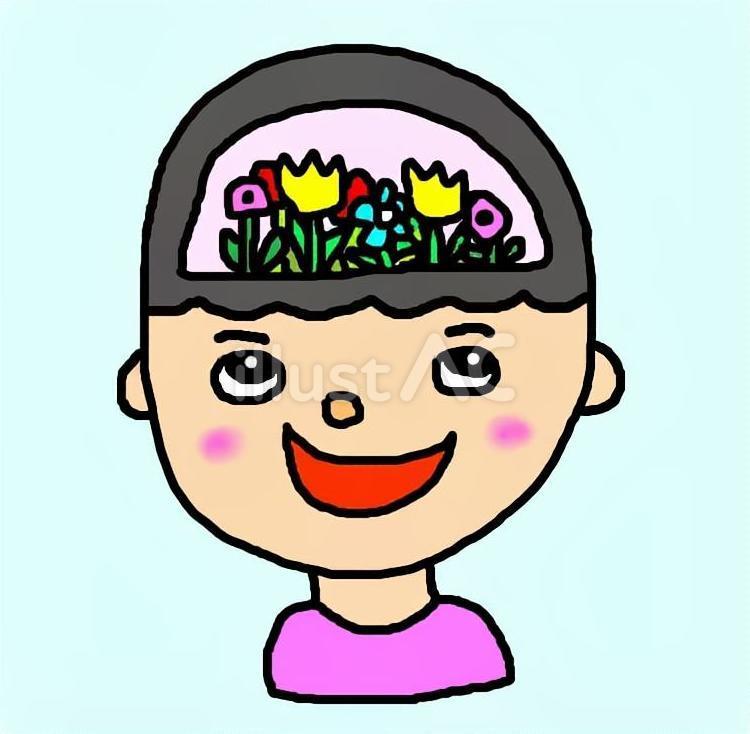 頭の中がお花畑 頭の中,脳内,花畑のイラスト素材