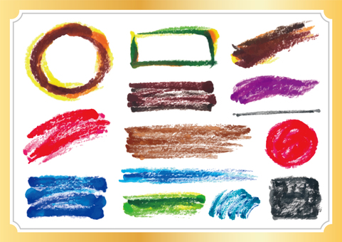 デザイン素材802 筆,刷毛,フレーム,あしらい,手書き,ブラシ,グランジ,カラフル,セット,素材のイラスト素材