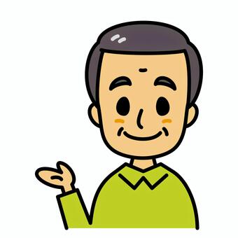 おじいさん　案内 説明,おじいさん,高齢者,案内,おすすめ,ガイド,笑顔,シニア,年配,中高年のイラスト素材