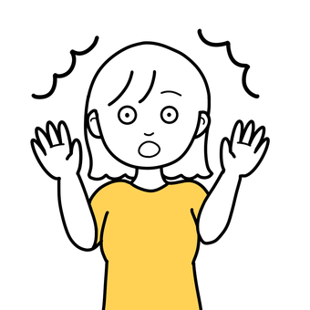 シンプルびっくり女（y） シンプル,びっくり,女,人,パニック,ハプニング,驚き,両手,あげる,ボブヘアのイラスト素材