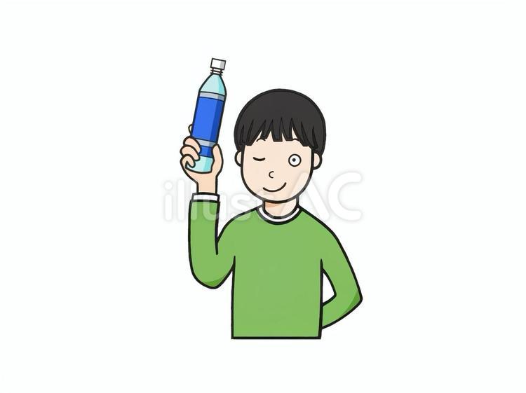 夏の暑さに熱中症対策で水分補給する少年 熱中症対策,熱中症,夏のイラスト素材