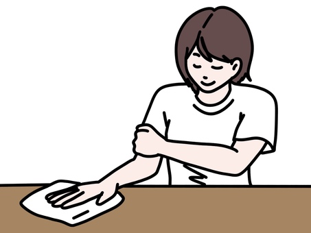 腱板を鍛えるワイピング運動 腱板,トレーニング,タオル,リハビリ,回復,体操,運動,鍛える,拭く,テーブルのイラスト素材