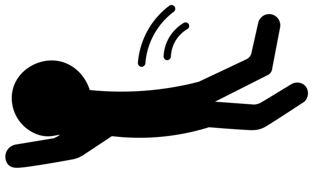 転倒　うつ伏せ　素材 足元,注意,床,滑る,危険,黒塗り,シルエット,白背景,透過,素材のイラスト素材