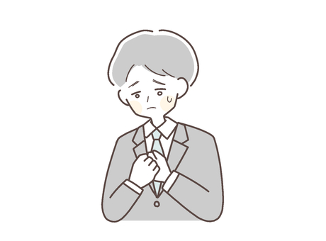 不安そうな表情の若いサラリーマン 不安,表情,若い,サラリーマン,会社員,新入社員,入社,男性,心配,悩むのイラスト素材