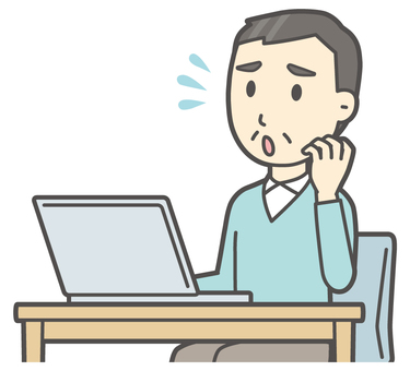  ニット中年男性-114-バスト パソコン,慌てる,おじさん,男性,中年,お父さん,パパ,シニア,ミドルエイジ,人物のイラスト素材