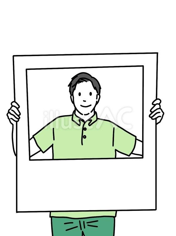 フォトフレームをもつ男性 人物,男性,フォトブースのイラスト素材
