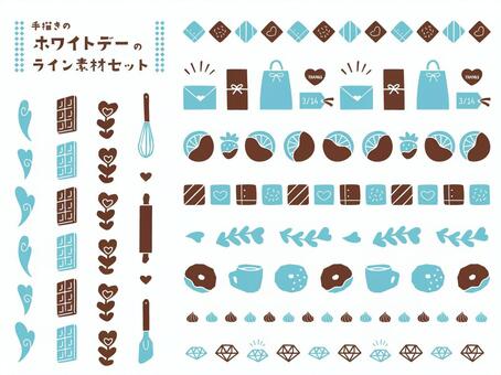 ホワイトデーモチーフのライン素材セット セット,ライン,飾り罫,ホワイトデー,3月,チョコレート,かわいい,おしゃれ,飾り,プレゼントのイラスト素材