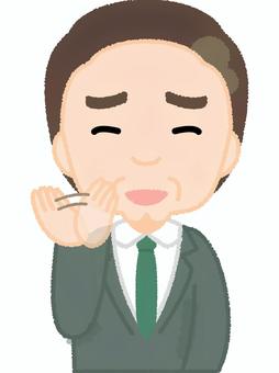 中年男性否定 男性,否定,距離,謙遜,苦笑い,愛想笑い,中年,おじさん,スーツのイラスト素材