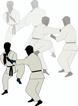 武道組み手　 武道,組み手,少林寺拳法,格闘技,残像,男性,動き,シルエットのイラスト素材