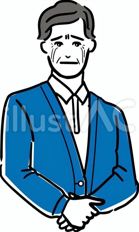 泣く　シニア　男性　上半身　線画 男性,シニア,老人のイラスト素材