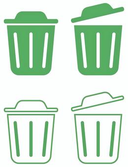 ゴミ箱のアイコン 緑 ゴミ箱,マーク,ダストボックス,くずかご,ポリバケツ,生活,暮らし,処分,リサイクル,リユースのイラスト素材