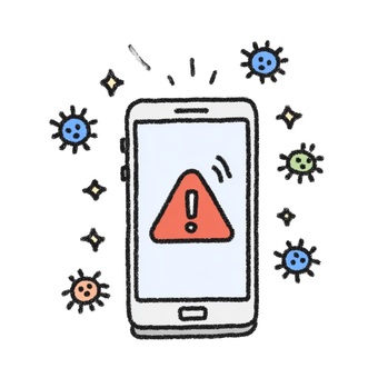ウイルス感染警告のスマホ