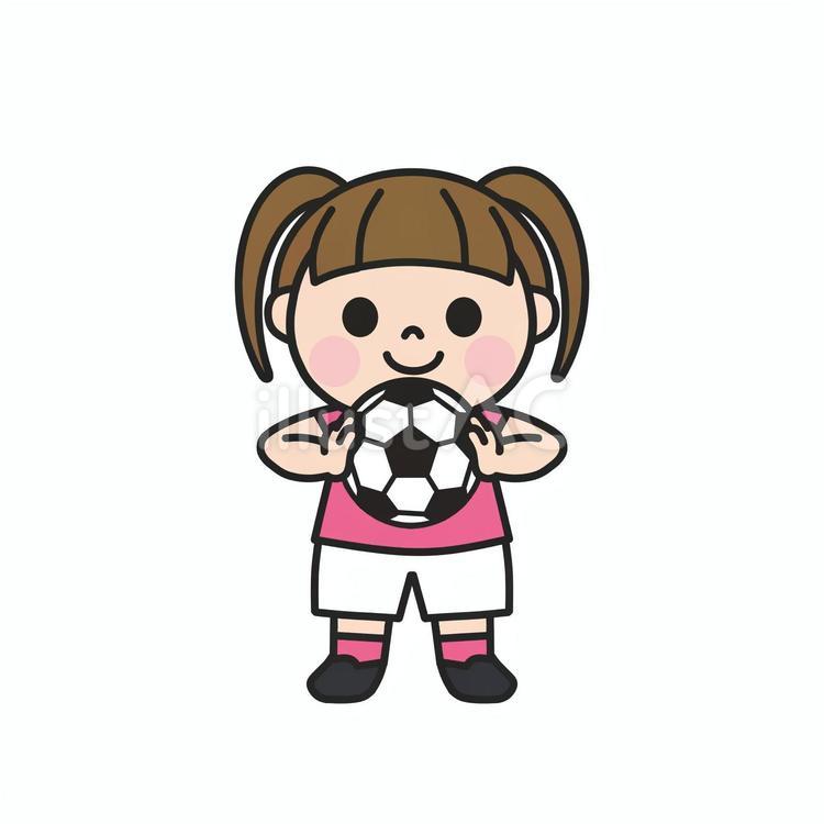 サッカーボールを持って気合をいれる女の子 サッカーボール,ボール,サッカー部のイラスト素材