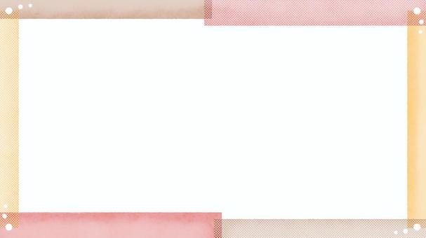 水彩フレーム/カラフルバー&ドット・3 水彩フレーム/カラフルバー&ドット・3 水彩,背景,フレーム,横長,淡い,ナチュラル,枠,にじみ,シンプル,壁紙のイラスト素材