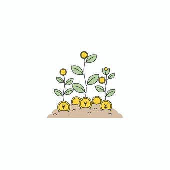 お金が育つイメージ ビジネス,投資,資産,成長,お金,収入,収益,植物,芽,コインのイラスト素材