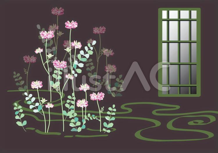 蓮華の花 蓮華,窓,春のイラスト素材