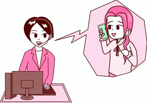 Illustration, customer support, phone, receptionist, 