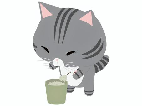 ゴミを捨てるさばとら猫 ゴミ,猫,さばとら,動物,かわいい,捨てるのイラスト素材
