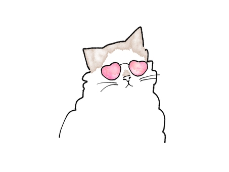 Illustration, cat, sunglasses, summer, JPG and PNG