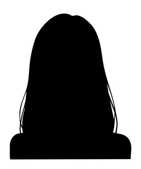 女性シルエット（ロング2） シルエット,正面,女性,女,影,上半身,ロングヘア,ストレート,髪,髪型のイラスト素材
