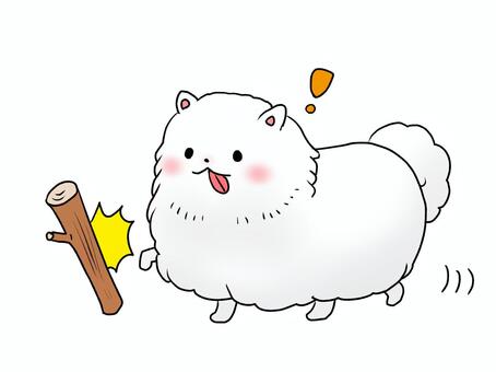 犬も歩けば棒にあたる文字なし 犬,かわいい,スピッツ,動物,棒のイラスト素材