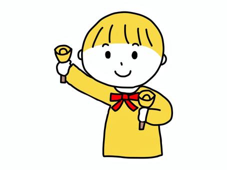 ハンドベルを演奏する男の子 ハンドベル,クリスマス,演奏会,音楽,ベル,男の子,男子,キッズ,子供,人物のイラスト素材