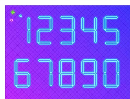 ネオンデジタル数字 数字,ひかり,青,アルファベッド,フォント,ネオン,オリジナル,フレーム,リアル,カラーのイラスト素材